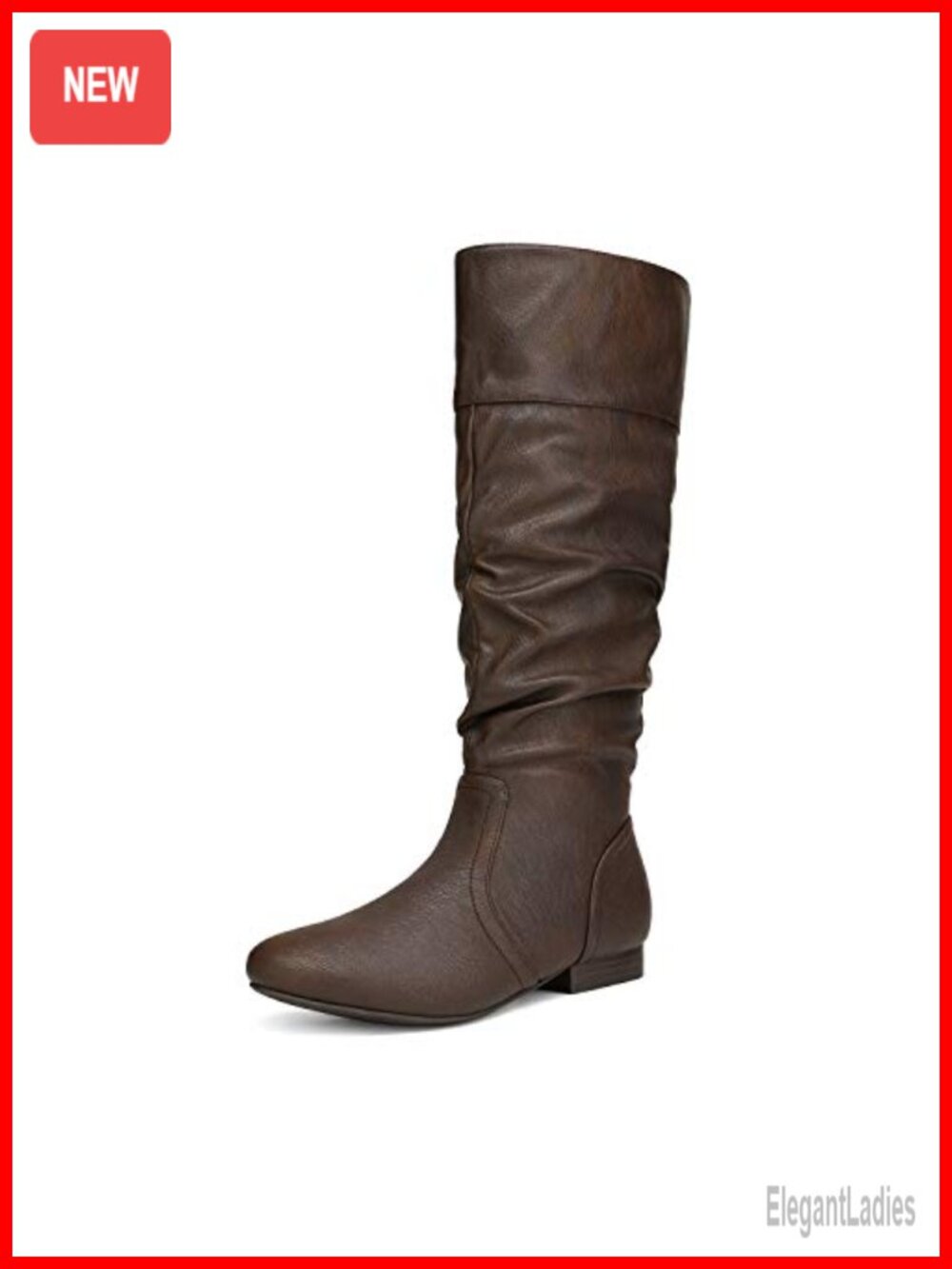 Knee High Slouchy Boots Faux Fur Lined Ruching Hidden Pocket